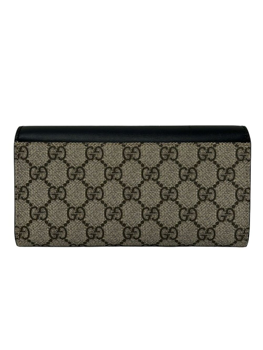 Gucci Wallet GG Plus Supreme Black Beige Dark Brown Leather - Picture 2 of 7